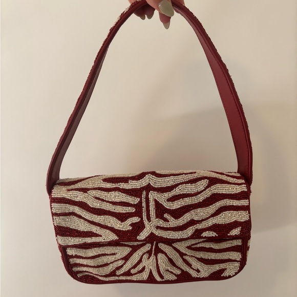 STAUD Tommy Beaded Bag Scarlet White - Picture 4 of 6